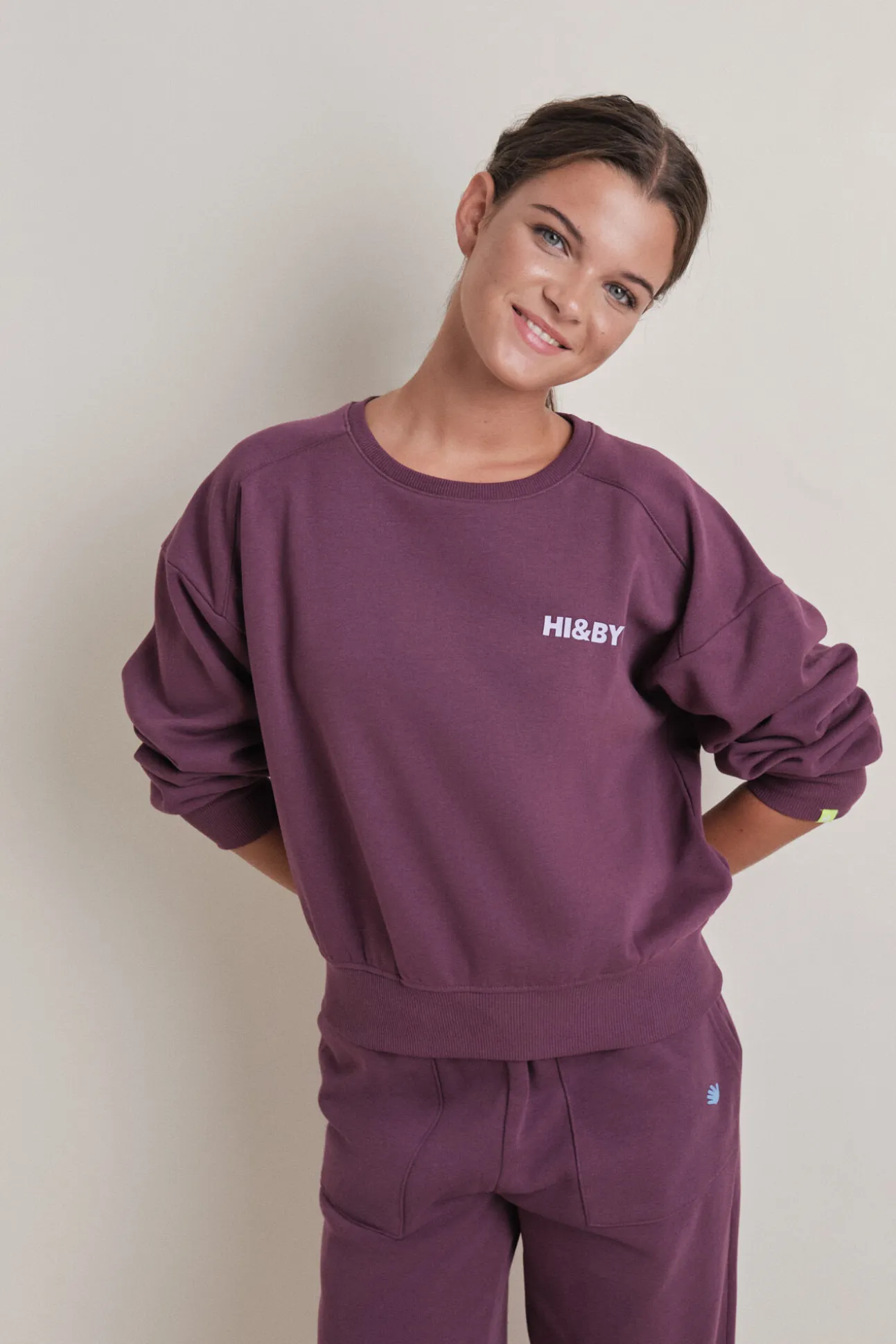 Sudadera corta felpa vino