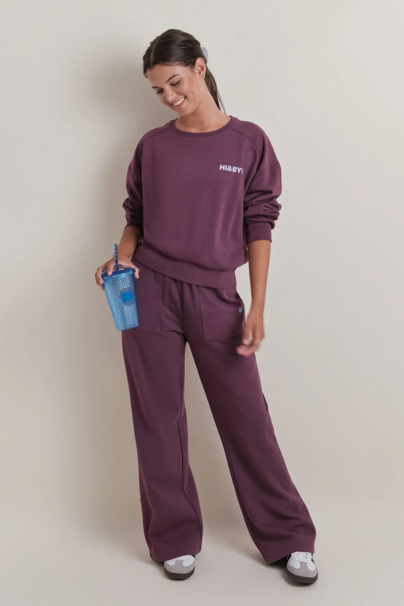 Sudadera corta felpa vino