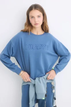 Sudadera felpa algodón azul