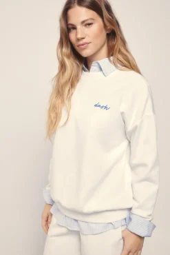 Sudadera felpa piqué marfil