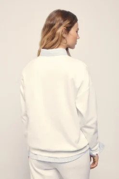 Sudadera felpa piqué marfil