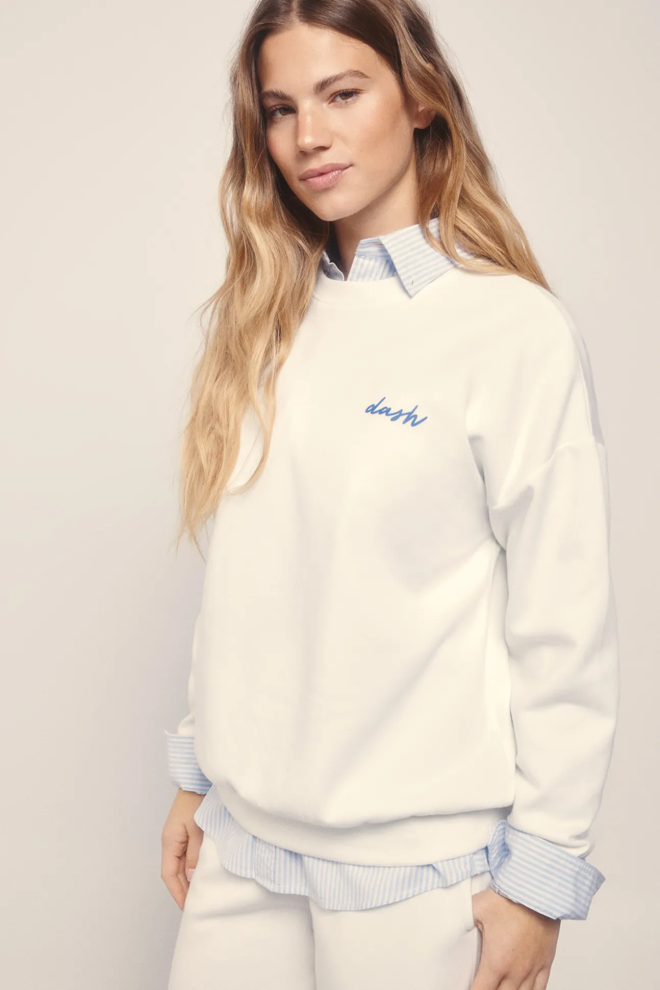 Sudadera felpa piqué marfil