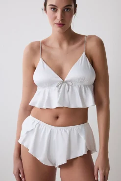 Sujetador bralette triangular satinado blanco
