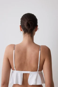 Sujetador bralette triangular satinado blanco