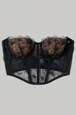Sujetador bustier bordado negro