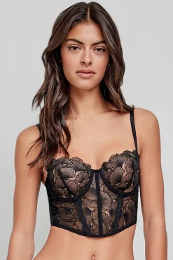 Sujetador bustier bordado negro