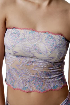 Sujetador crop top de encaje flores Faye