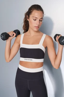 Sujetador deportivo 4D Stretch bandeau blanco y negro