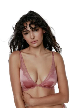 Sujetador halter de tul bordado y satén Liora