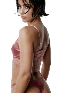 Sujetador halter de tul bordado y satén Liora