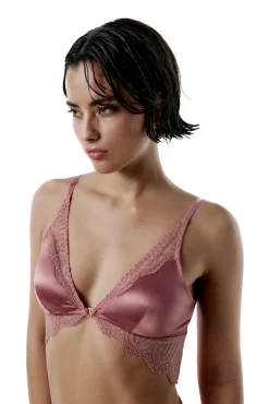 Sujetador halter de tul bordado y satén Liora