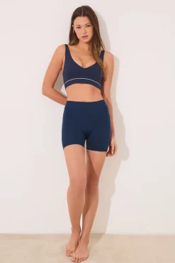 Sujetador seamless canalé azul