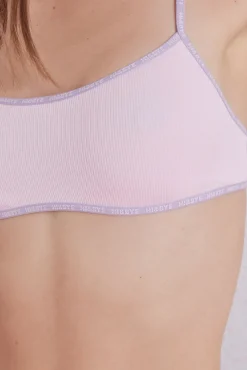 Sujetador top algodón copas extraíbles rosa