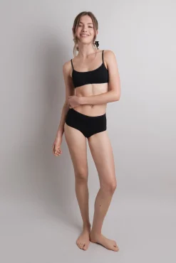 Sujetador top algodón copas extraíbles negro