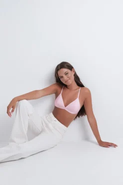 Sujetador triangular microfibra brillo rosa