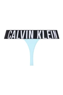 Tanga de tiro alto logo Calvin Klein azul