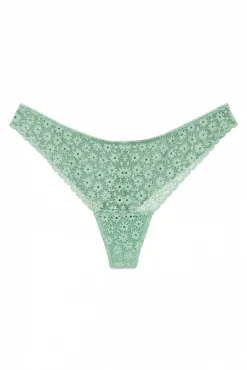 Tanga encaje floral verde