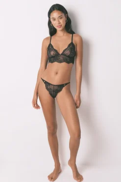 Tanga encaje lurex negro
