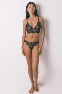 Tanga encaje tul negro