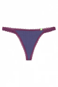 Tanga seamless pointelle azul