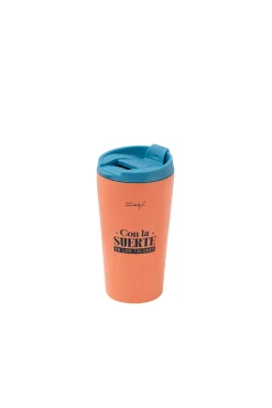 Taza take away térmica Con la suerte en los talones