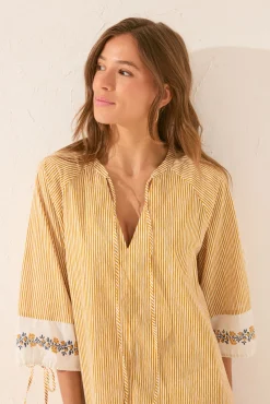 Túnica midi algodón rayas cenefa