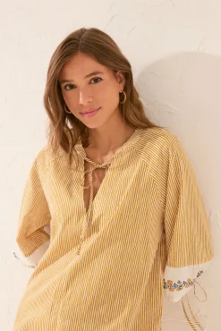 Túnica midi algodón rayas cenefa
