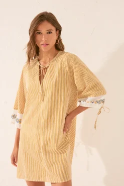 Túnica midi algodón rayas cenefa
