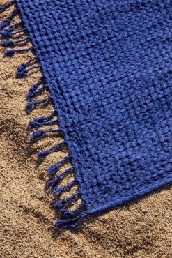 Toalla de playa de algodón azul eléctrico Ola