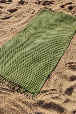 Toalla de playa de algodón verde Ola
