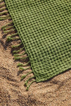 Toalla de playa de algodón verde Ola