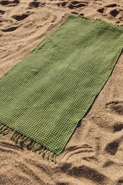 Toalla de playa de algodón verde Ola