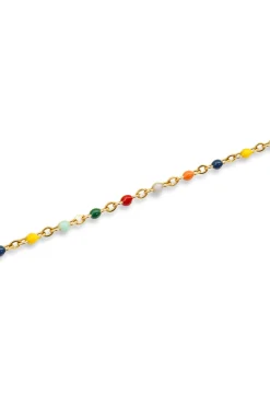 Tobillera Dots Colors Enamel Acero Baño Oro