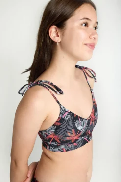 Top bikini adolescente lazos Jungle Palm Black