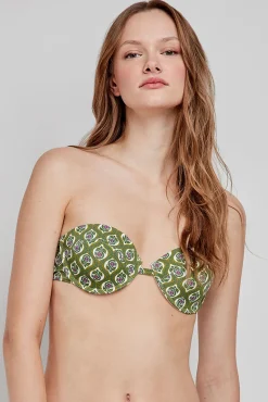 Top bikini bandeau estampado