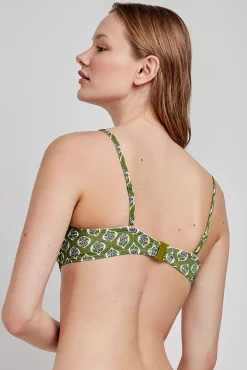 Top bikini bandeau estampado