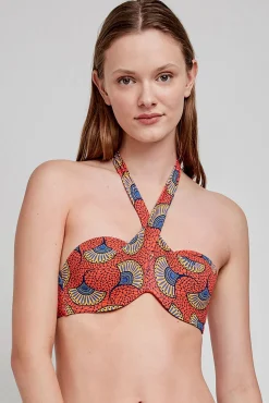 Top bikini bandeau estampado tribal