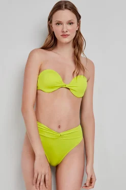 Top bikini bandeau liso verde