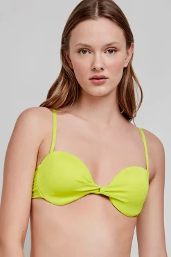 Top bikini bandeau liso verde