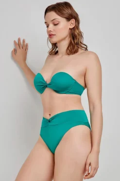 Top bikini bandeau liso verde