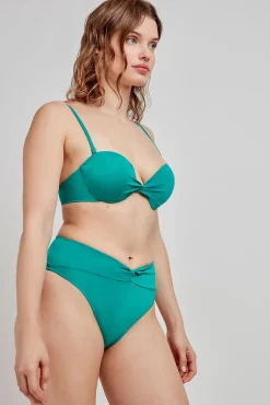 Top bikini bandeau liso verde