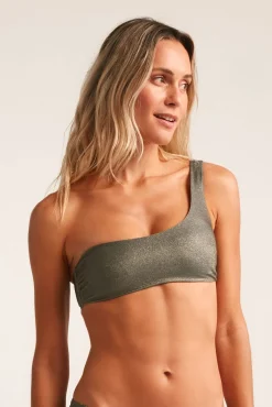 Top bikini bandeau titanium brillos