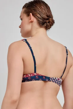 Top bikini capacidad reversible sin aro estampado étnico