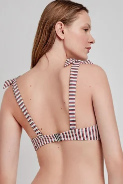 Top bikini estampado rayas multicolor