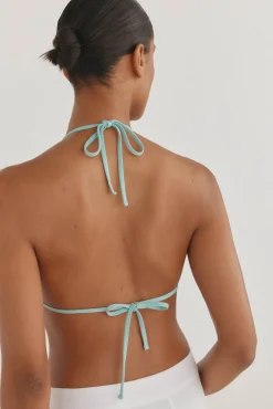 Top bikini halter tejido burbujas lurex