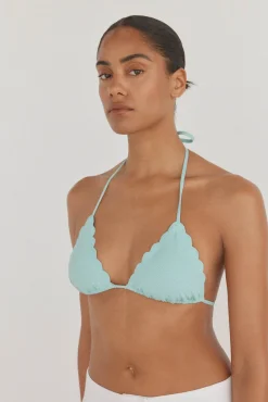 Top bikini halter tejido burbujas lurex