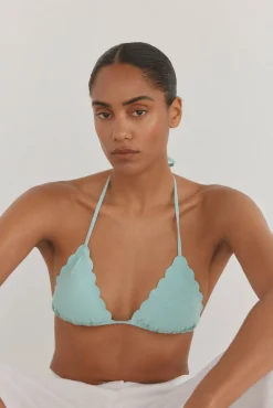 Top bikini halter tejido burbujas lurex