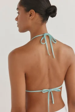 Top bikini halter tejido burbujas lurex