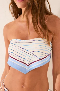 Top bikini pañuelo azul rayas