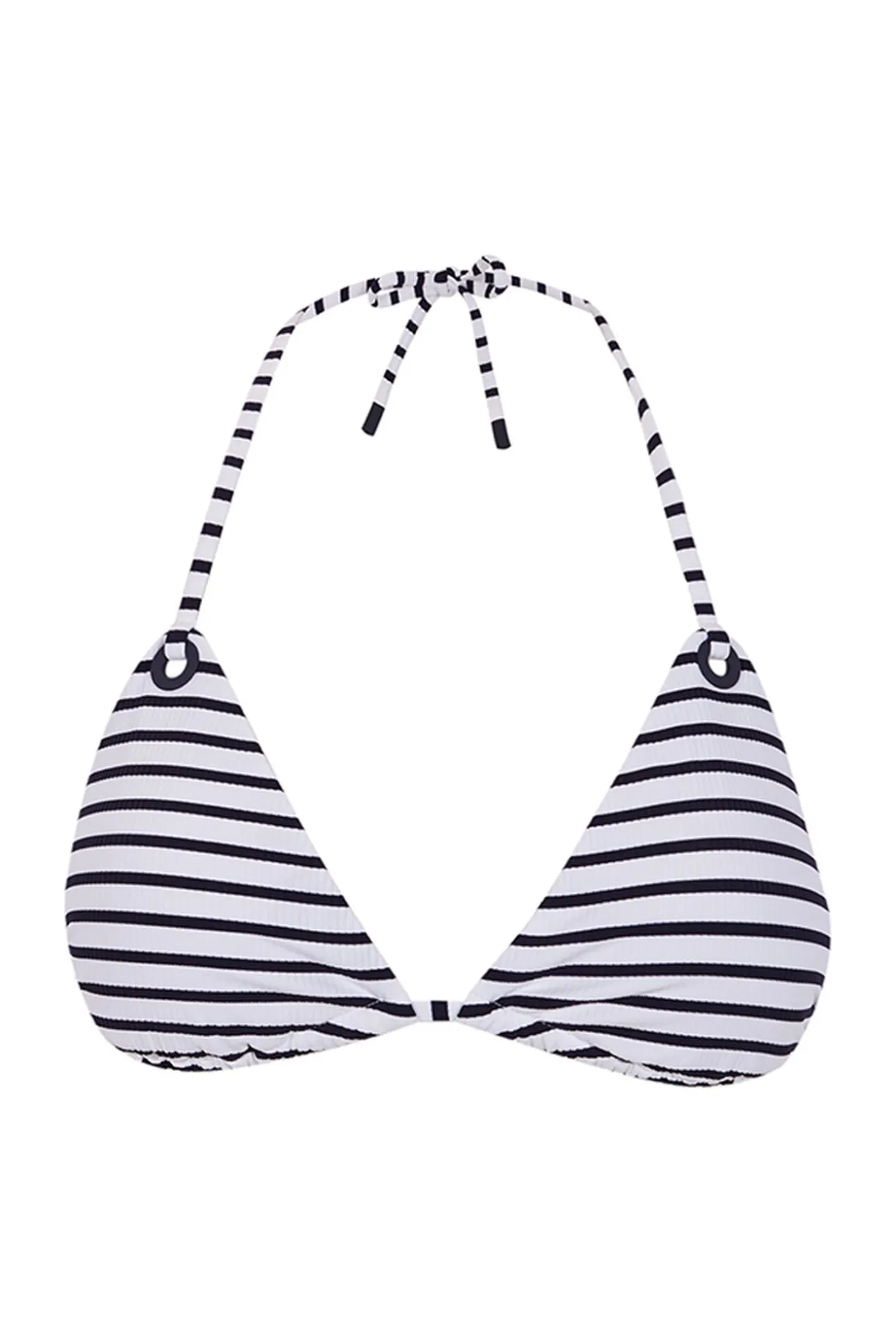 Top bikini triangular cortina rayas navy